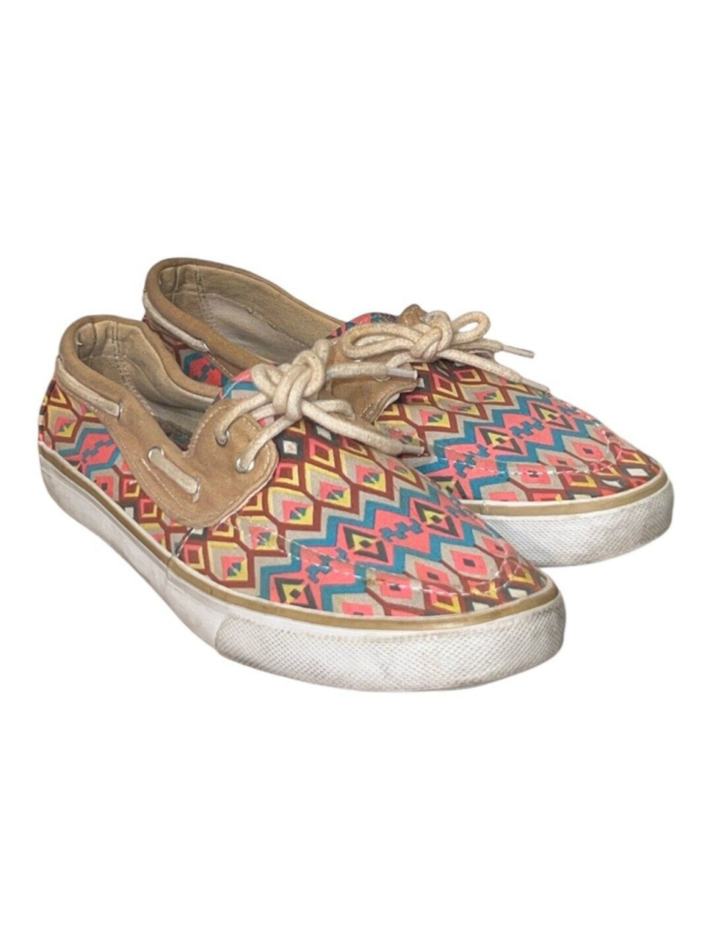 Aloha Island Canvas Sneakers Size 9.5 Tribal Print Lace Up Casual Shoes